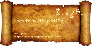 Koczán Árpád névjegykártya
